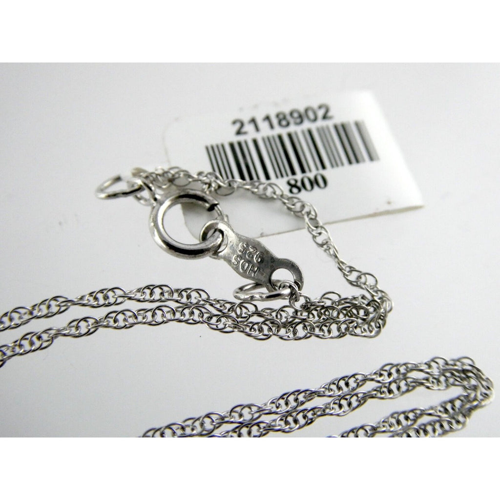 Sterling Silver Chain with Rhodium Open Heart Pendant NWT 925 2g 18 Inches