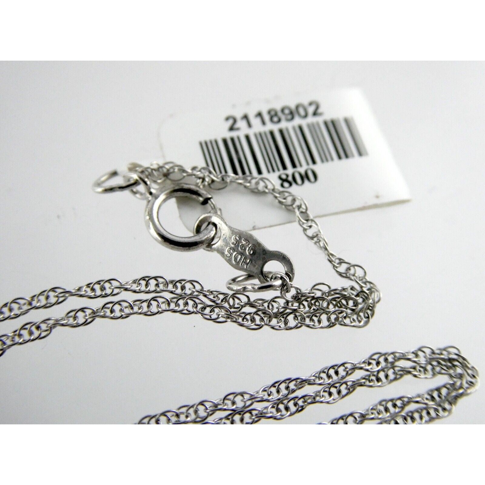 Sterling Silver Chain with Rhodium Open Heart Pendant NWT 925 2g 18 Inches