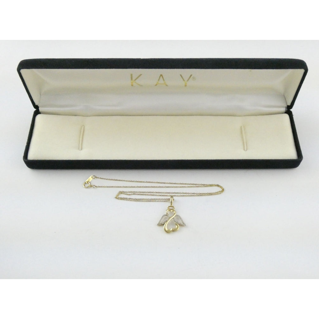 Kay Jewelers Jane Seymour 14K Gold Open Heart Natural Diamond Pendant Necklace