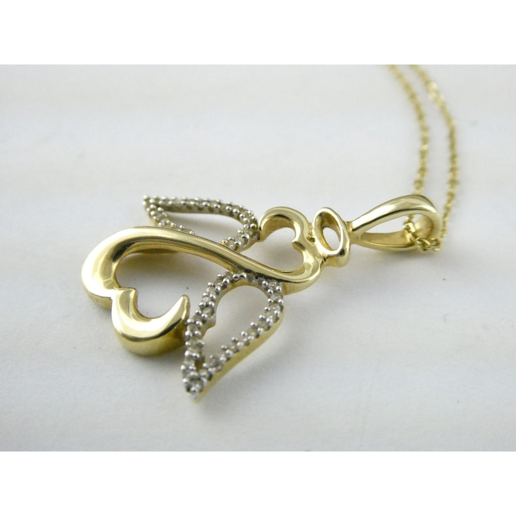 Kay Jewelers Jane Seymour 14K Gold Open Heart Natural Diamond Pendant Necklace