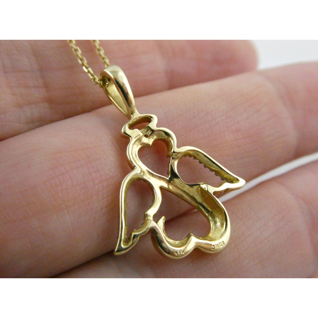 Kay Jewelers Jane Seymour 14K Gold Open Heart Natural Diamond Pendant Necklace