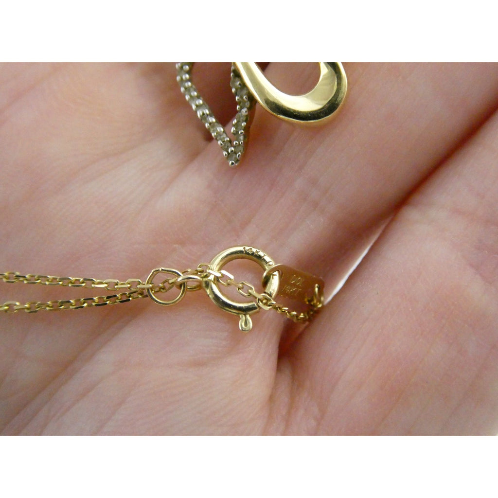 Kay Jewelers Jane Seymour 14K Gold Open Heart Natural Diamond Pendant Necklace