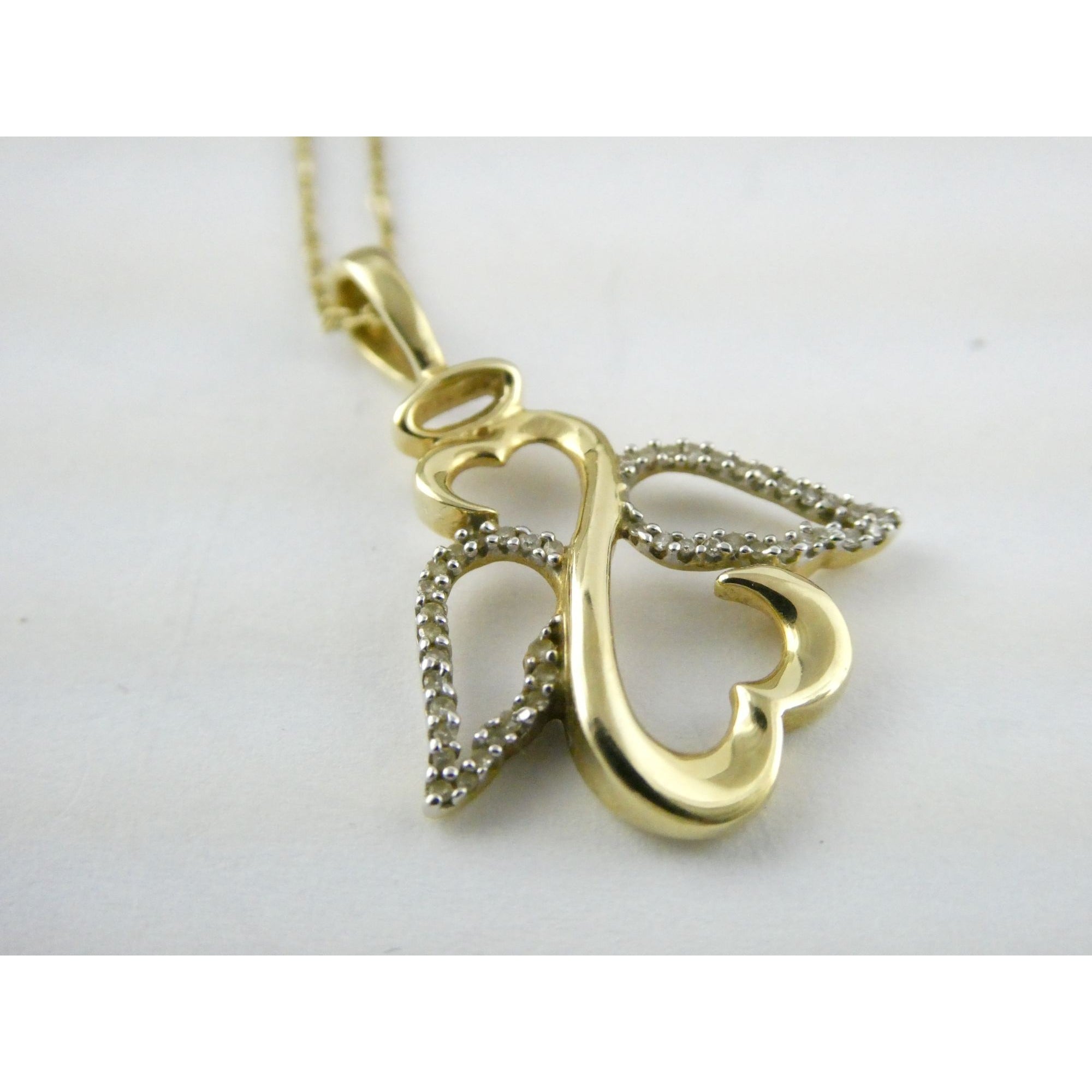 Kay Jewelers Jane Seymour 14K Gold Open Heart Natural Diamond Pendant Necklace