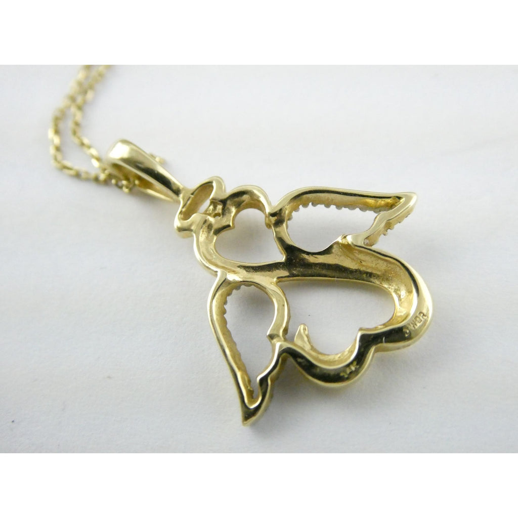 Kay Jewelers Jane Seymour 14K Gold Open Heart Natural Diamond Pendant Necklace