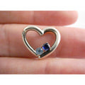 Sterling Silver Lab Created Blue Topaz and Sapphire with Diamond Heart Pendant