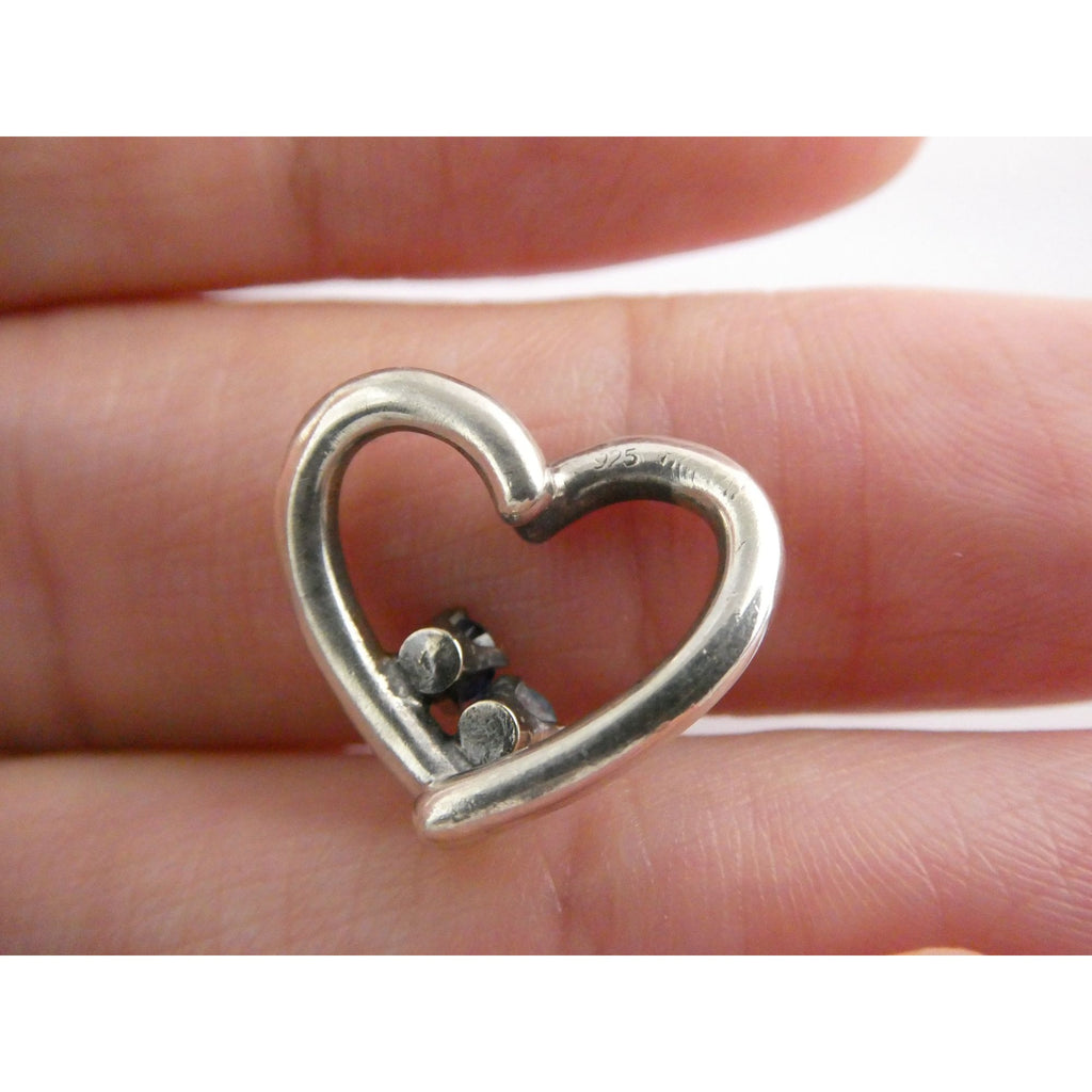 Sterling Silver Lab Created Blue Topaz and Sapphire with Diamond Heart Pendant