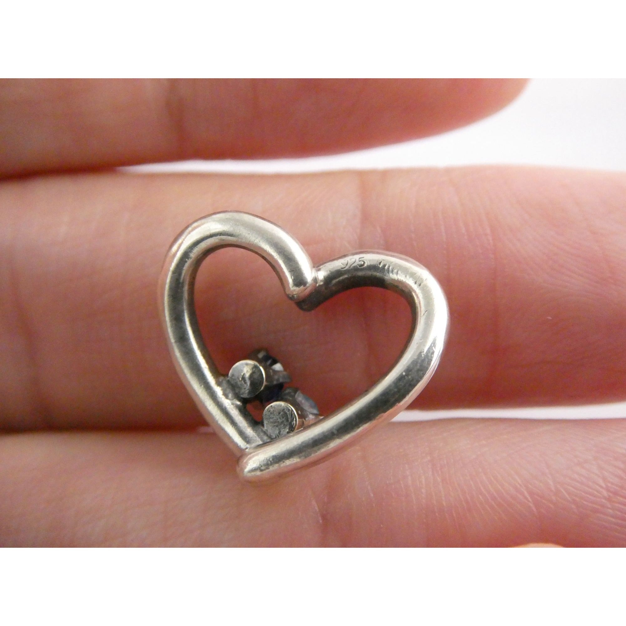 Sterling Silver Lab Created Blue Topaz and Sapphire with Diamond Heart Pendant