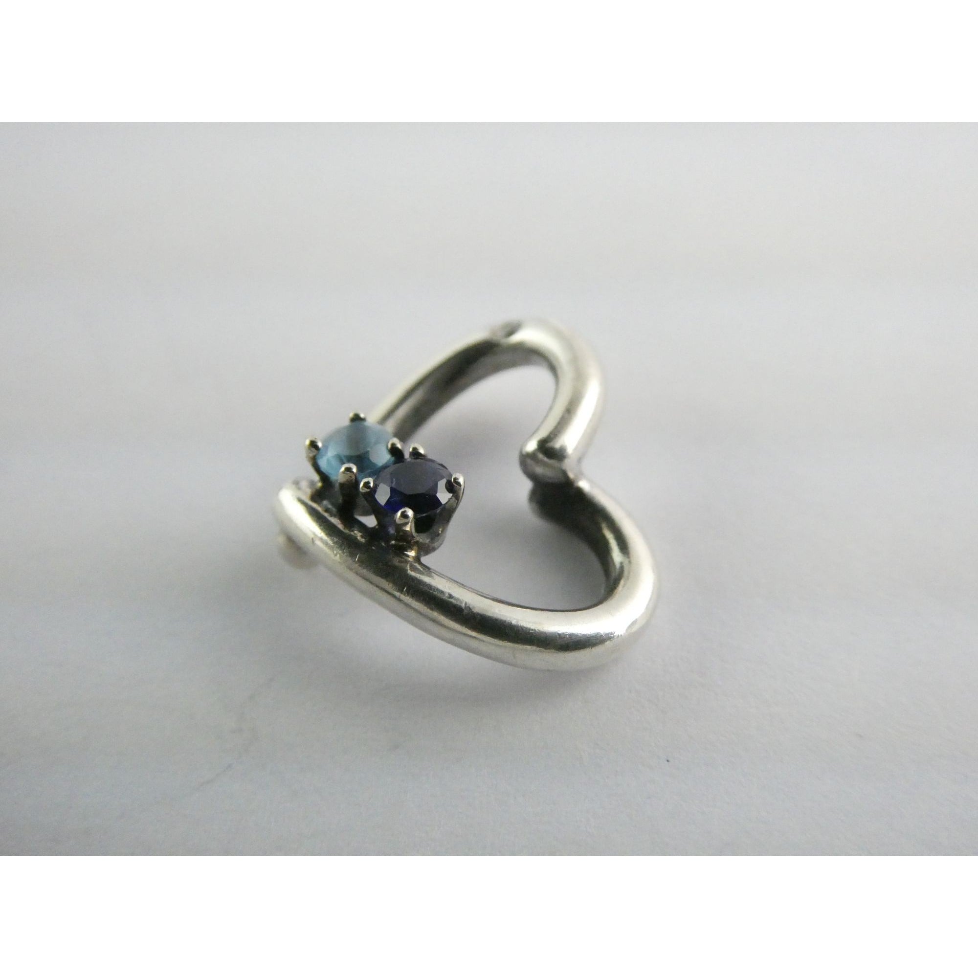 Sterling Silver Lab Created Blue Topaz and Sapphire with Diamond Heart Pendant