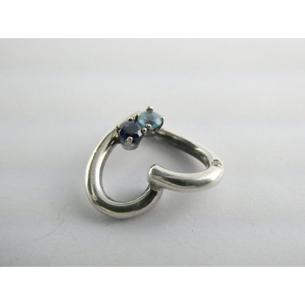 Sterling Silver Lab Created Blue Topaz and Sapphire with Diamond Heart Pendant