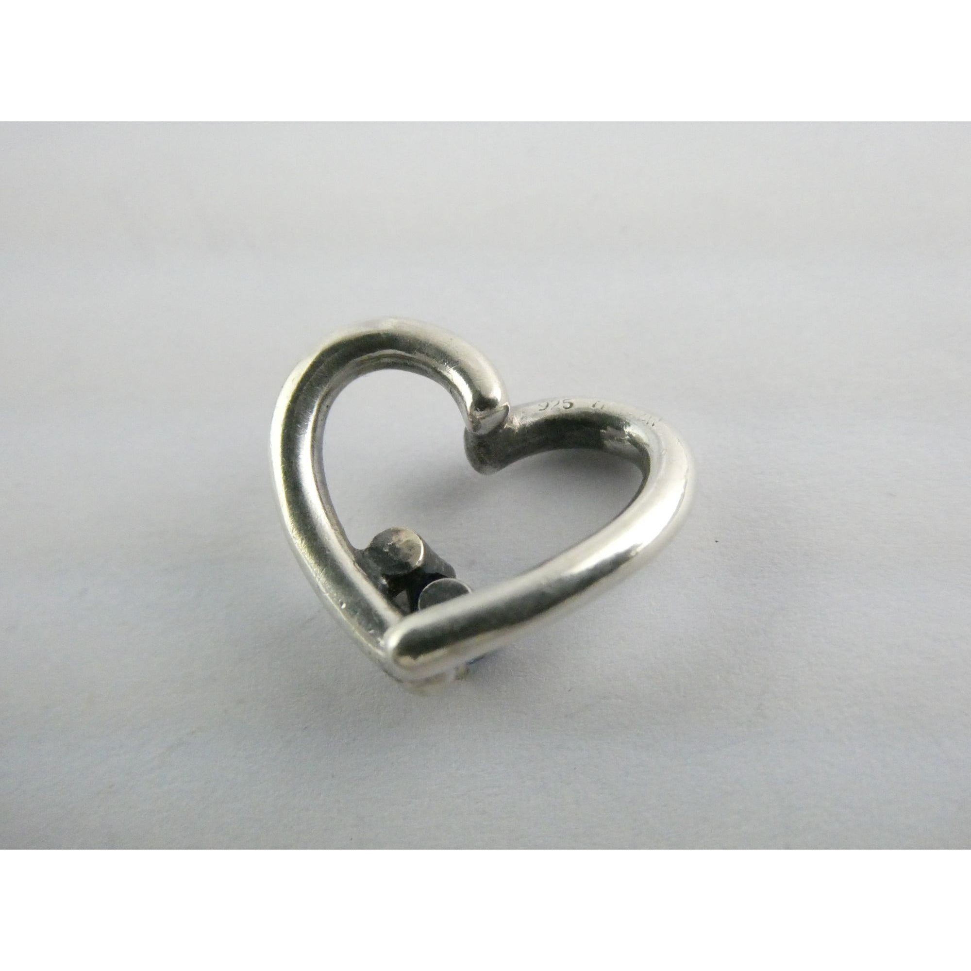 Sterling Silver Lab Created Blue Topaz and Sapphire with Diamond Heart Pendant