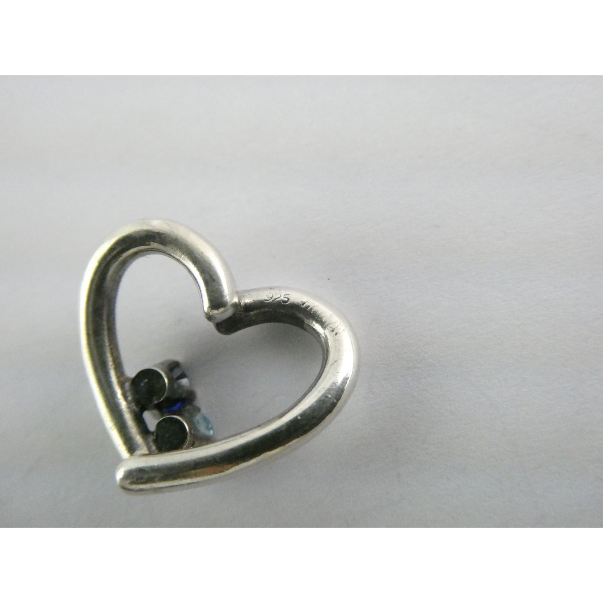 Sterling Silver Lab Created Blue Topaz and Sapphire with Diamond Heart Pendant
