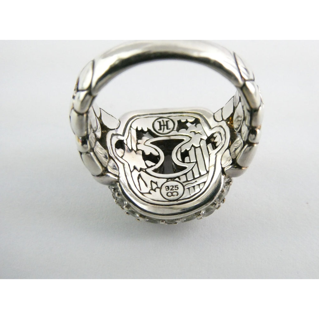 John Hardy Kali Sterling Silver White Topaz Encrusted Ring Size 6 Weighs 9.6g