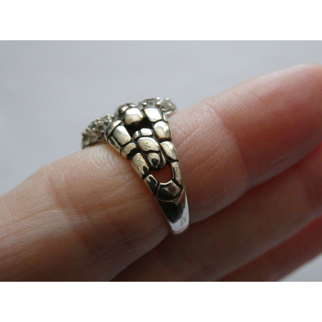 John Hardy Kali Sterling Silver White Topaz Encrusted Ring Size 6 Weighs 9.6g
