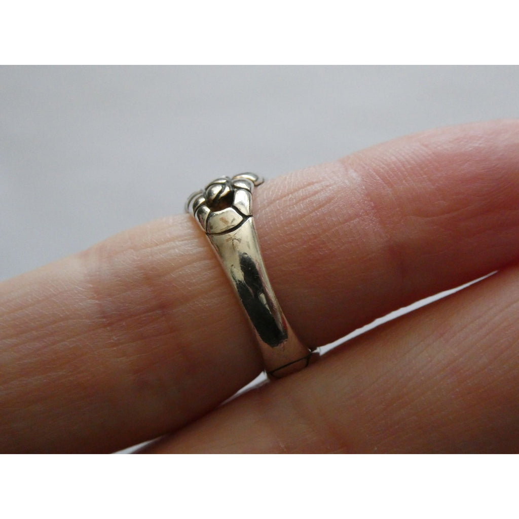 John Hardy Kali Sterling Silver White Topaz Encrusted Ring Size 6 Weighs 9.6g
