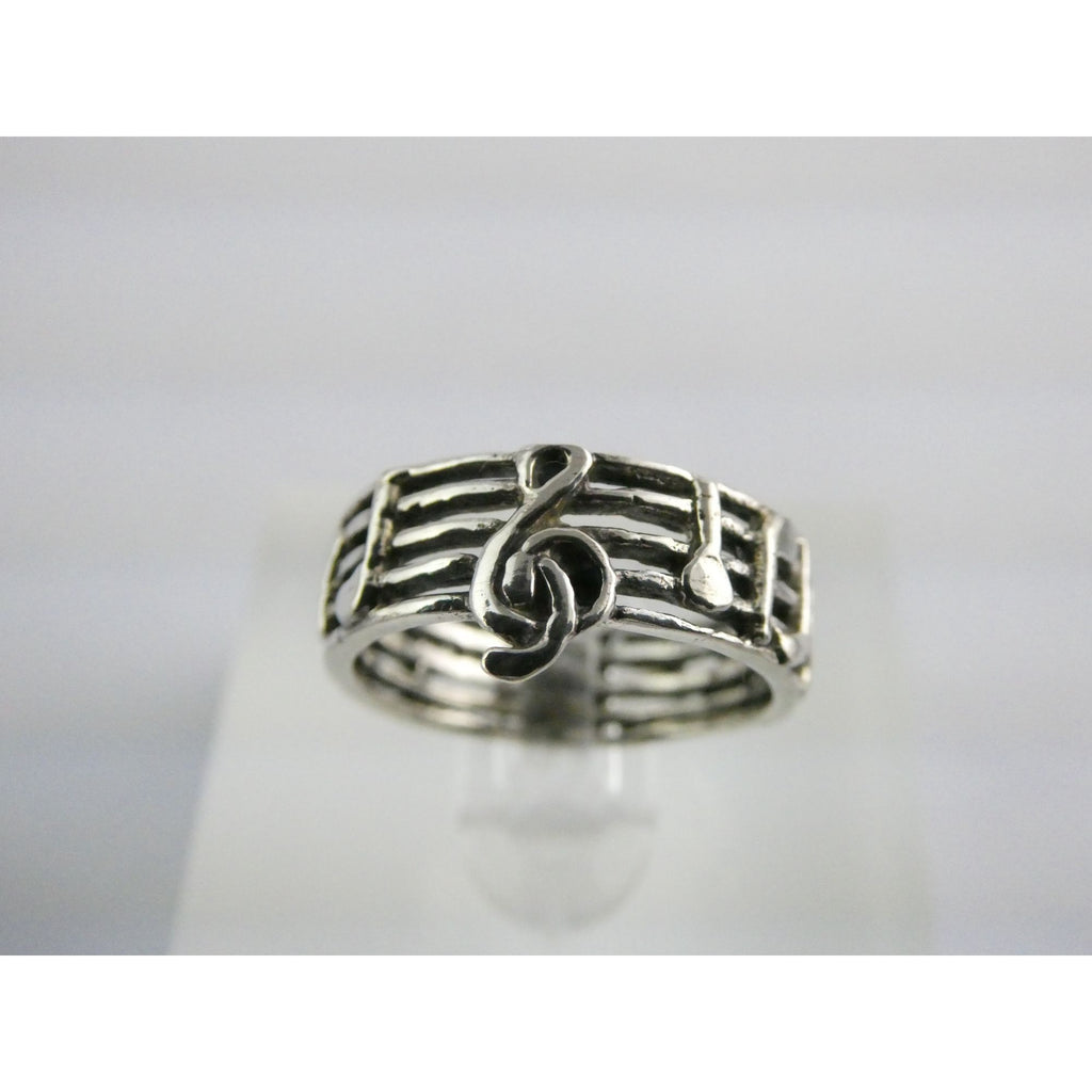 Sterling Silver Music Notes Band Ring 925 Size 6.25 Weighs 3.5 Grams