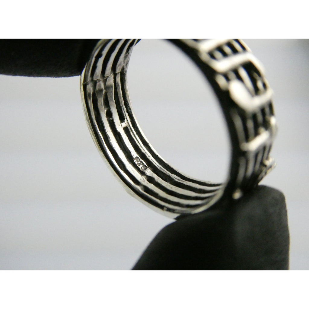 Sterling Silver Music Notes Band Ring 925 Size 6.25 Weighs 3.5 Grams