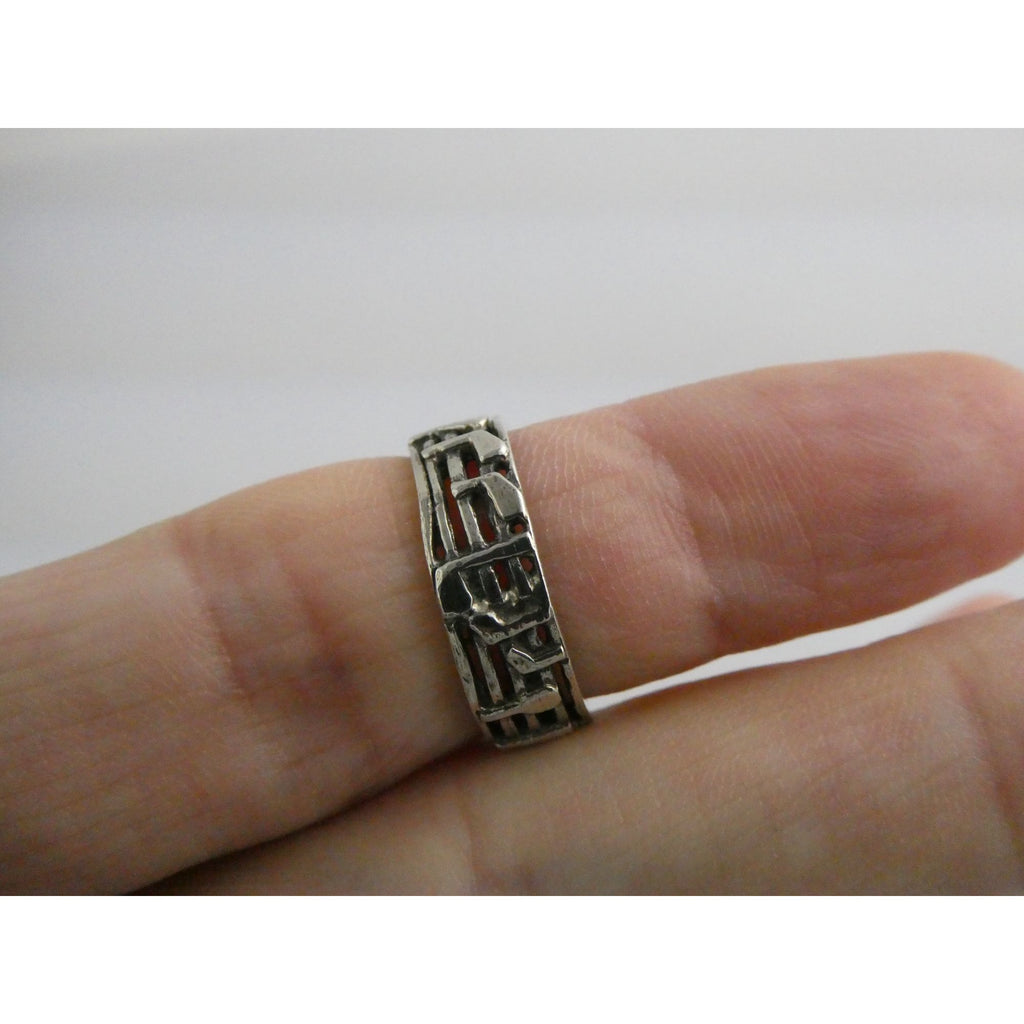 Sterling Silver Music Notes Band Ring 925 Size 6.25 Weighs 3.5 Grams