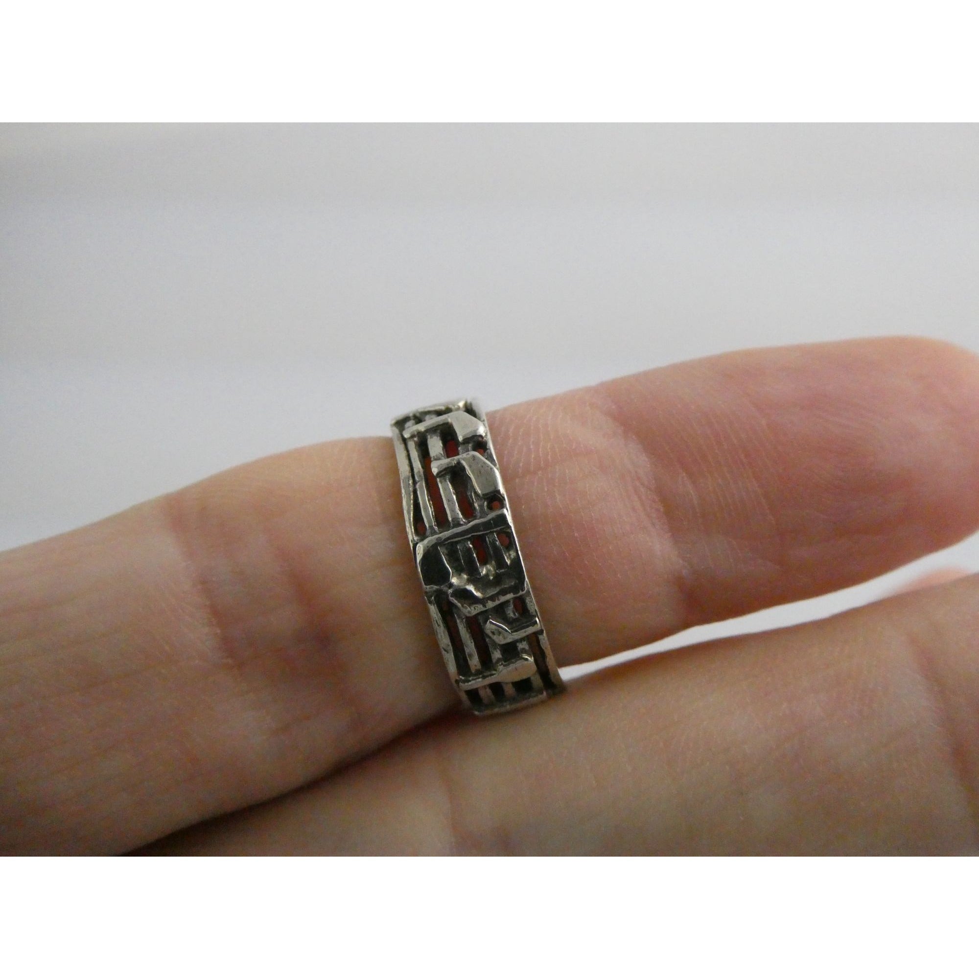 Sterling Silver Music Notes Band Ring 925 Size 6.25 Weighs 3.5 Grams