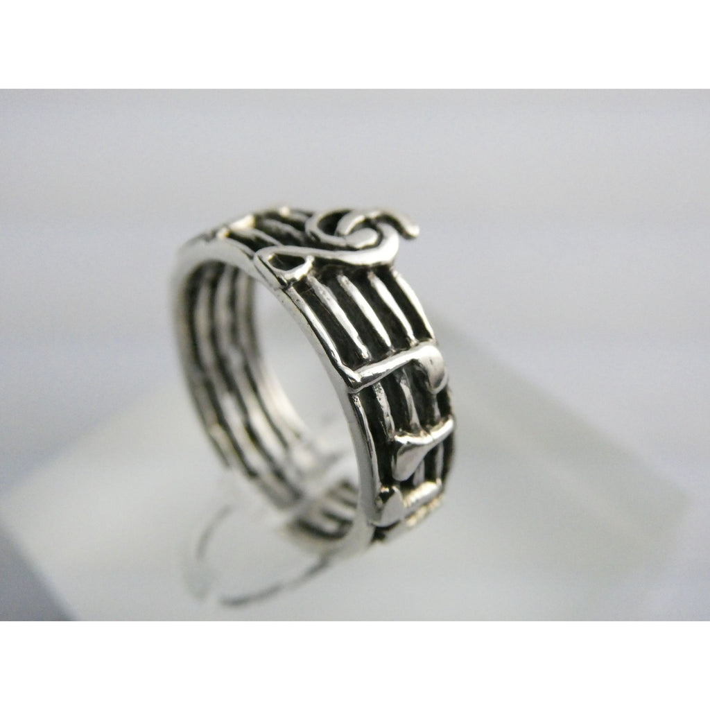 Sterling Silver Music Notes Band Ring 925 Size 6.25 Weighs 3.5 Grams