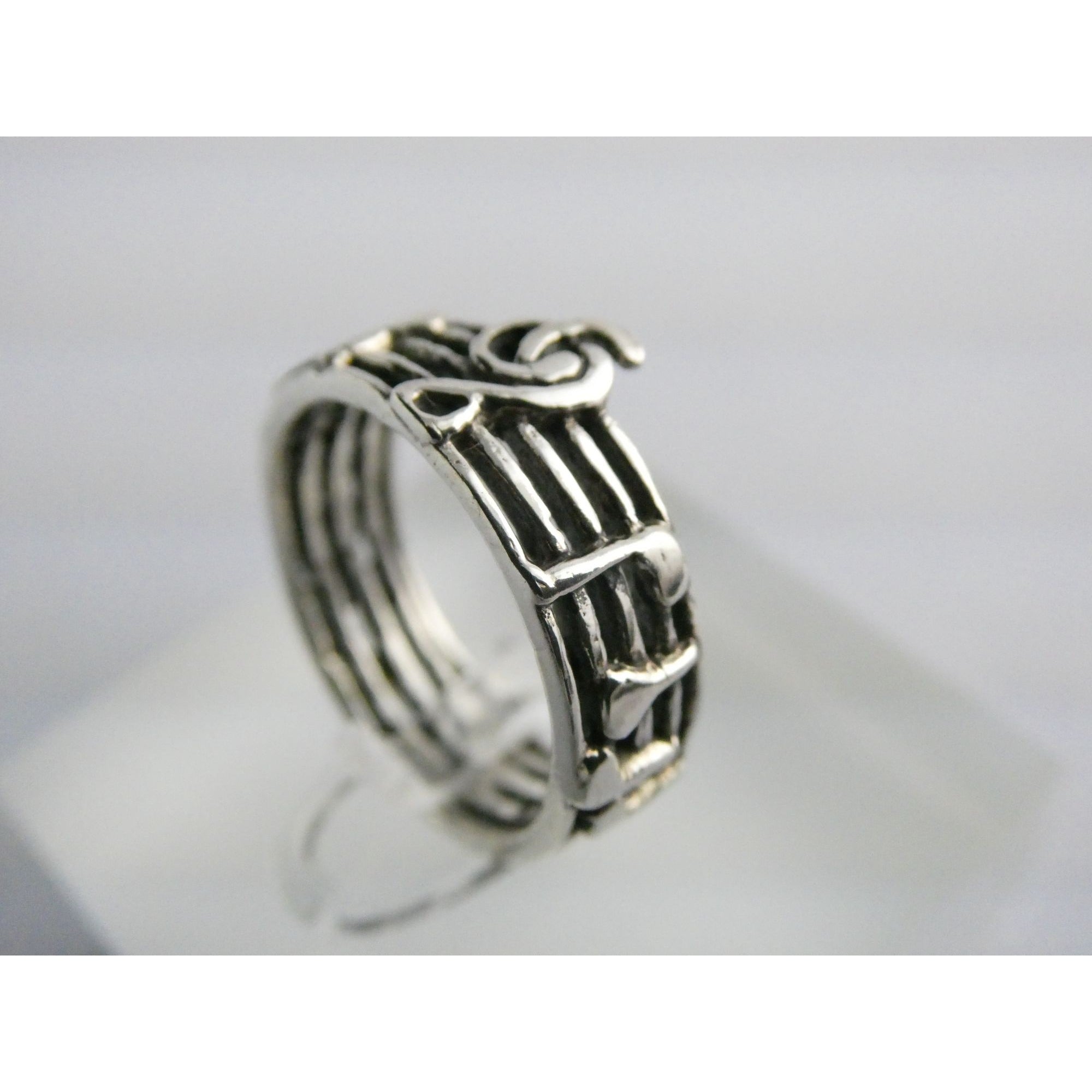 Sterling Silver Music Notes Band Ring 925 Size 6.25 Weighs 3.5 Grams
