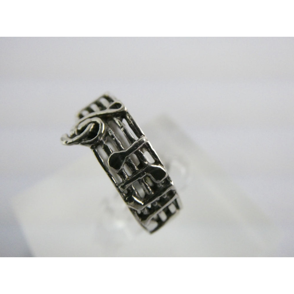 Sterling Silver Music Notes Band Ring 925 Size 6.25 Weighs 3.5 Grams