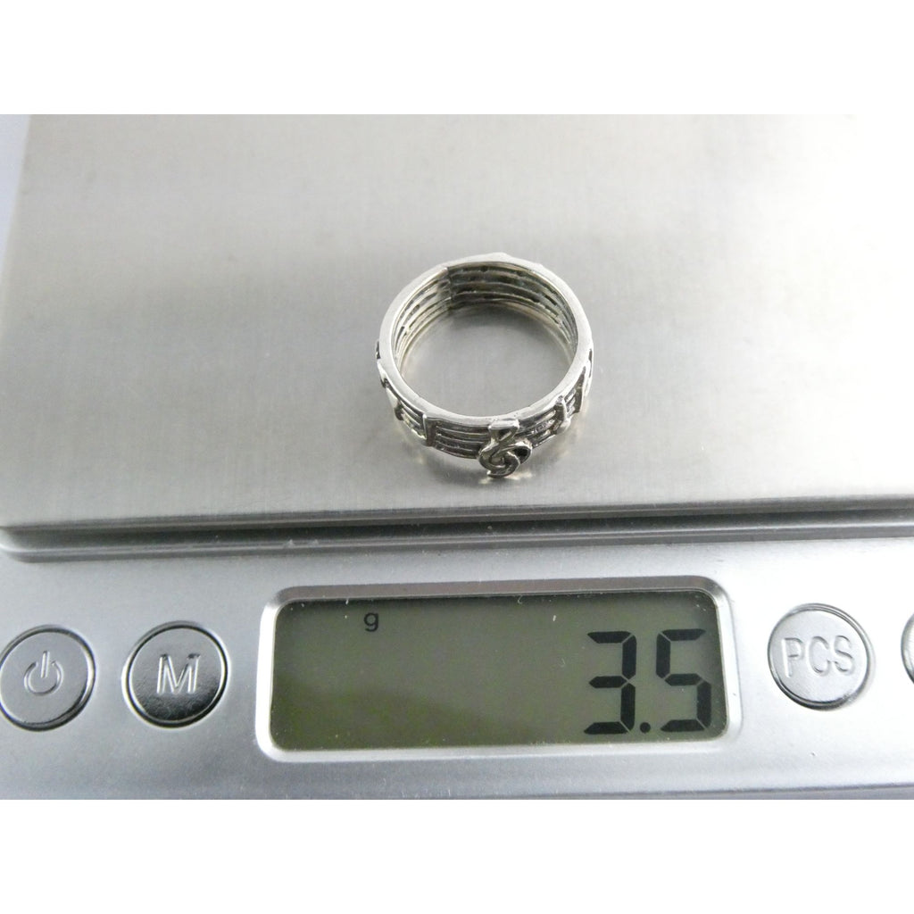 Sterling Silver Music Notes Band Ring 925 Size 6.25 Weighs 3.5 Grams