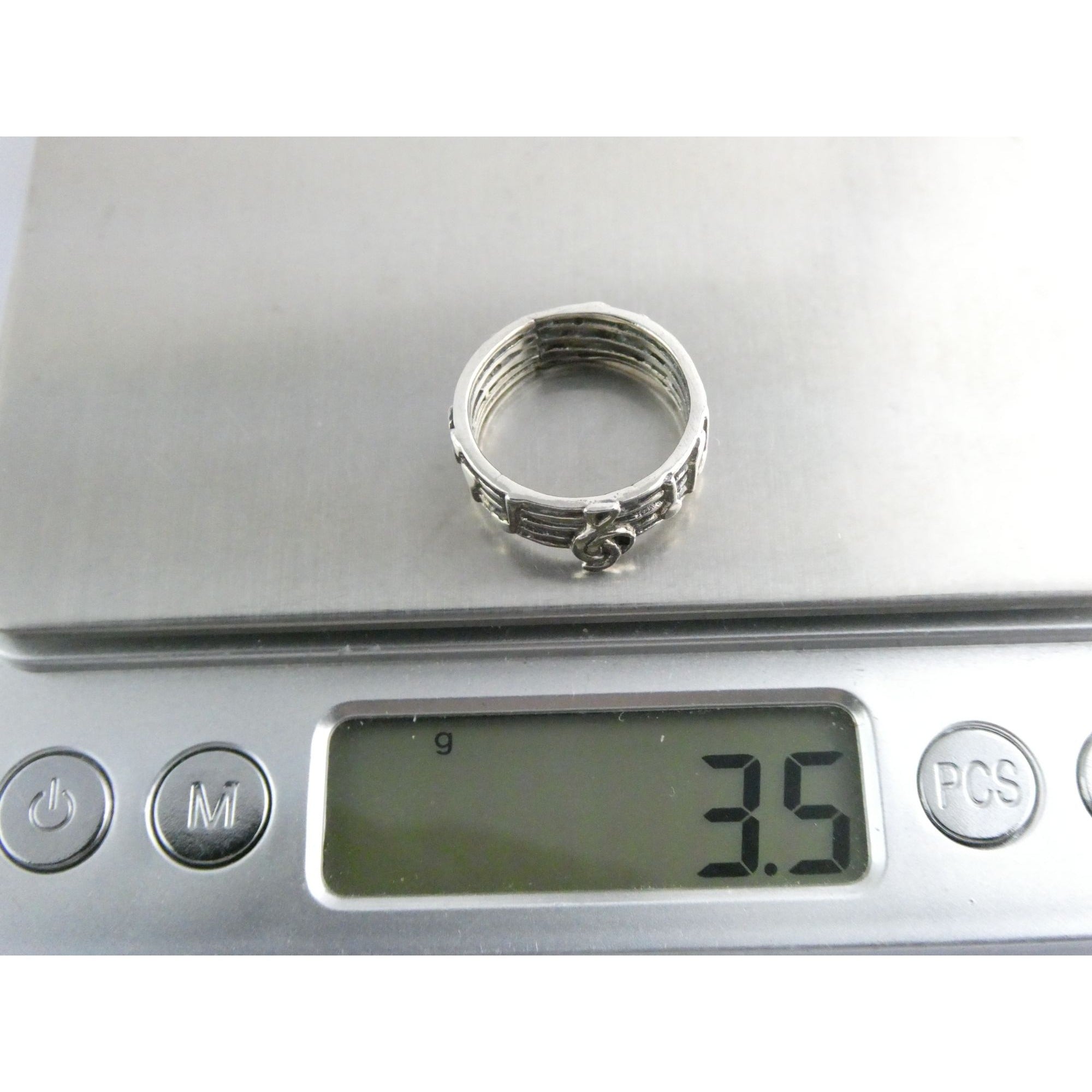 Sterling Silver Music Notes Band Ring 925 Size 6.25 Weighs 3.5 Grams