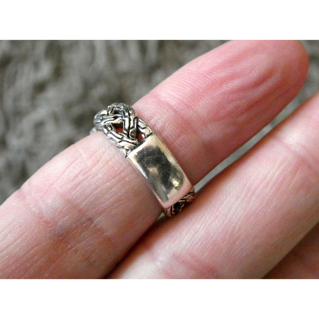 John Hardy Woven Cable Sterling Silver Amethyst and Diamond Ring Size 6 7.2g