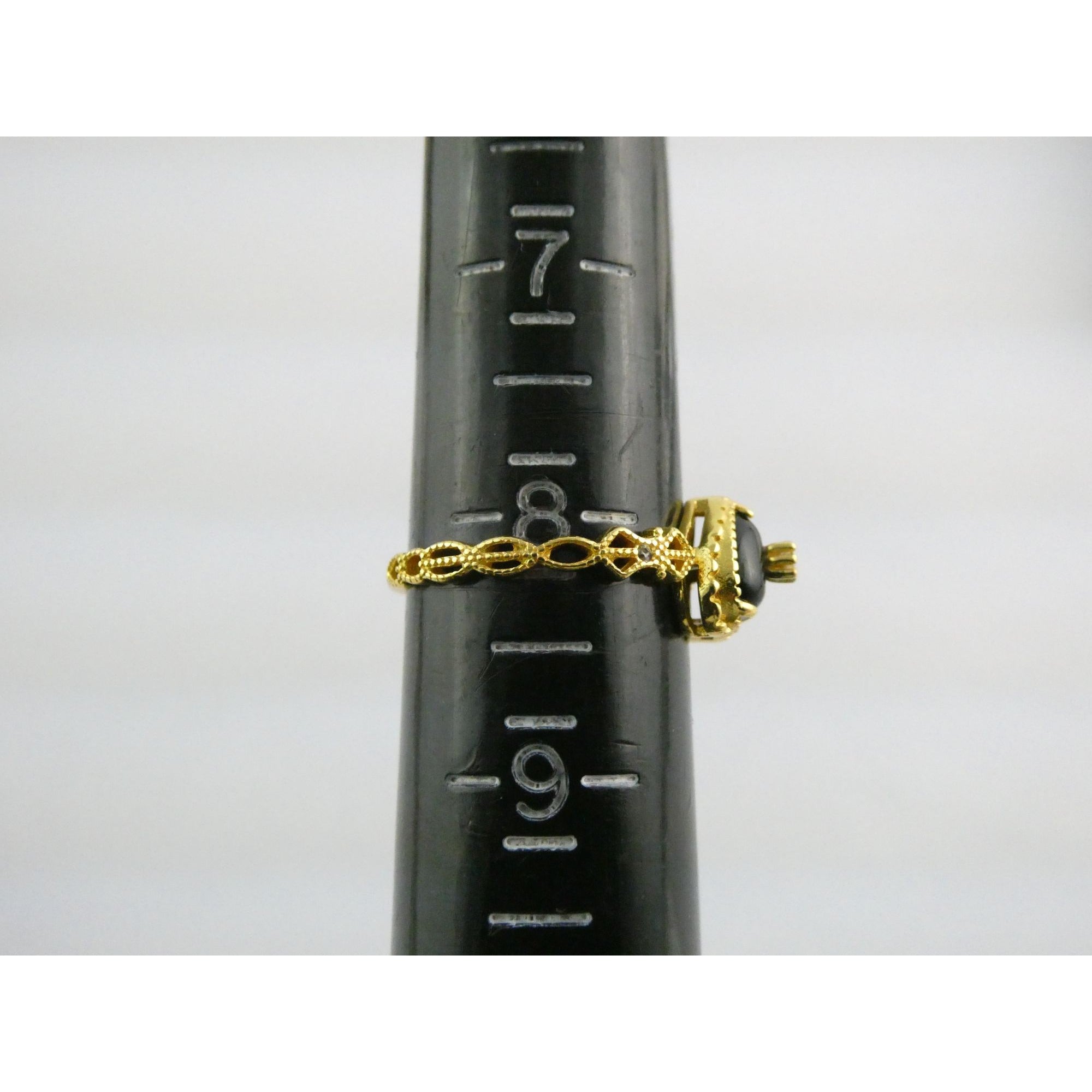 Gilt Sterling Silver Crystal Accent Black Onyx Heart Ring Size 7.75 Weighs 2.2g