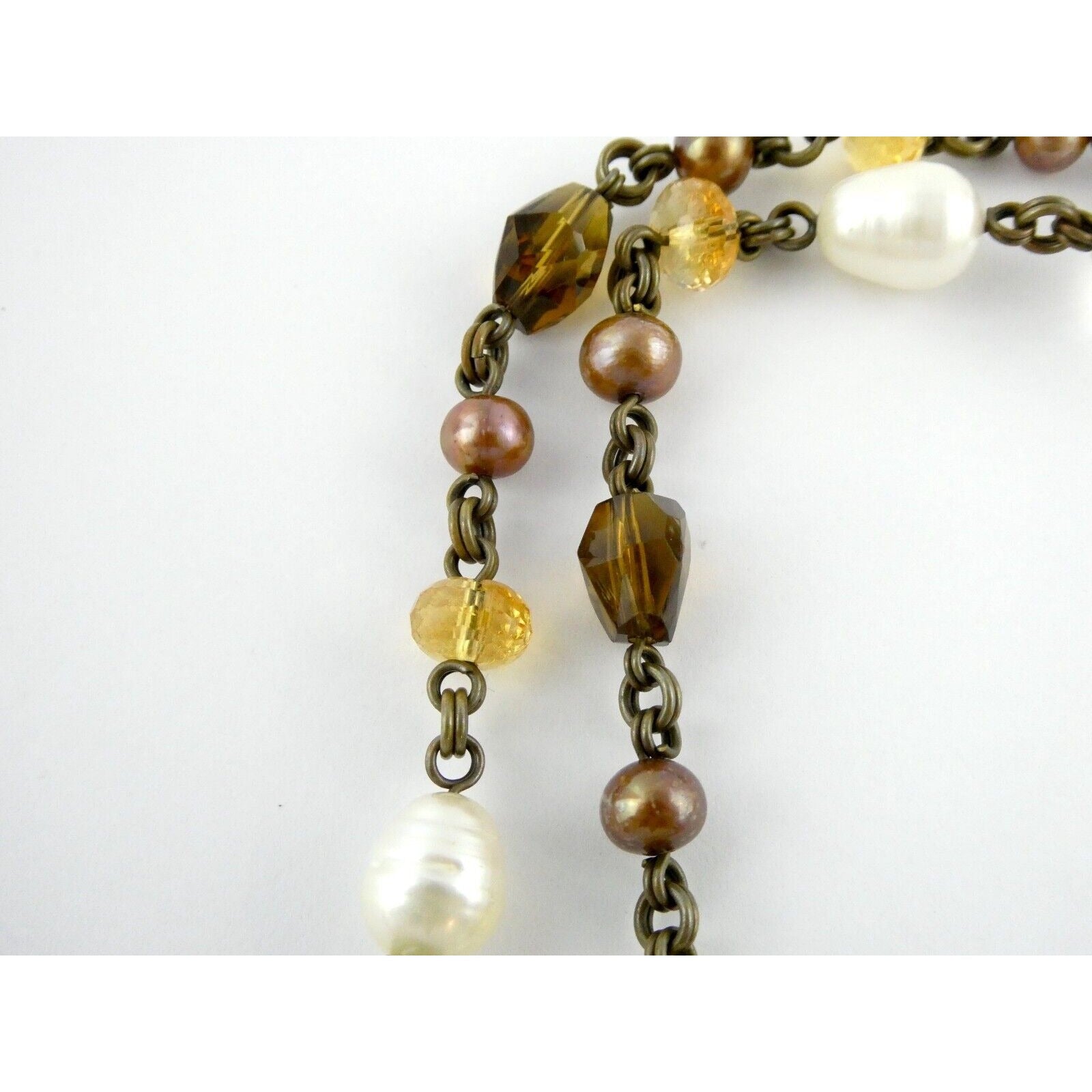 Stephen Dweck Bronze on Sterling Silver Pearl Quartz Citrine Statement Necklace