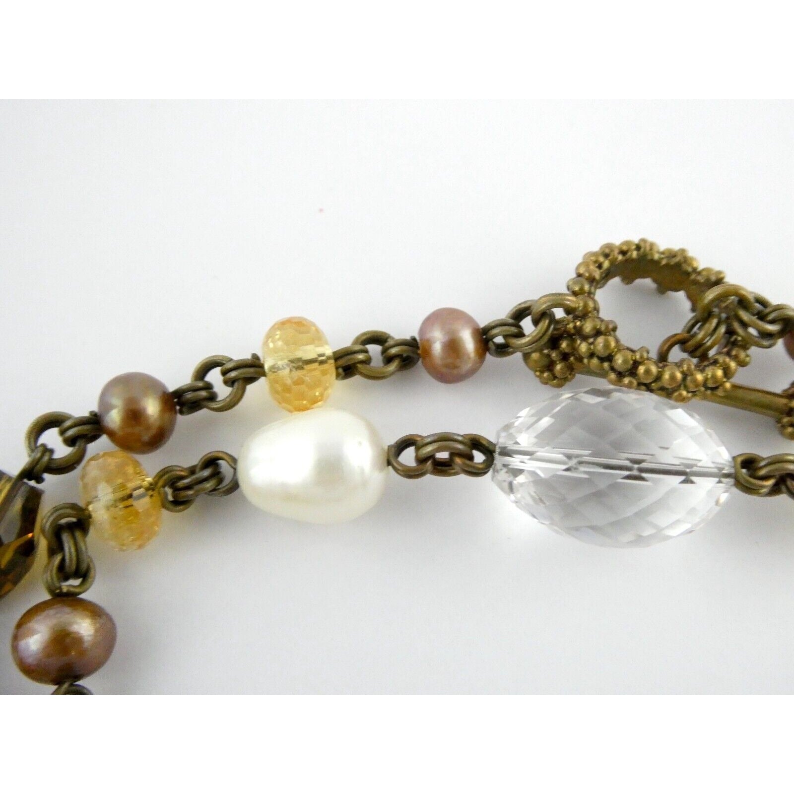 Stephen Dweck Bronze on Sterling Silver Pearl Quartz Citrine Statement Necklace