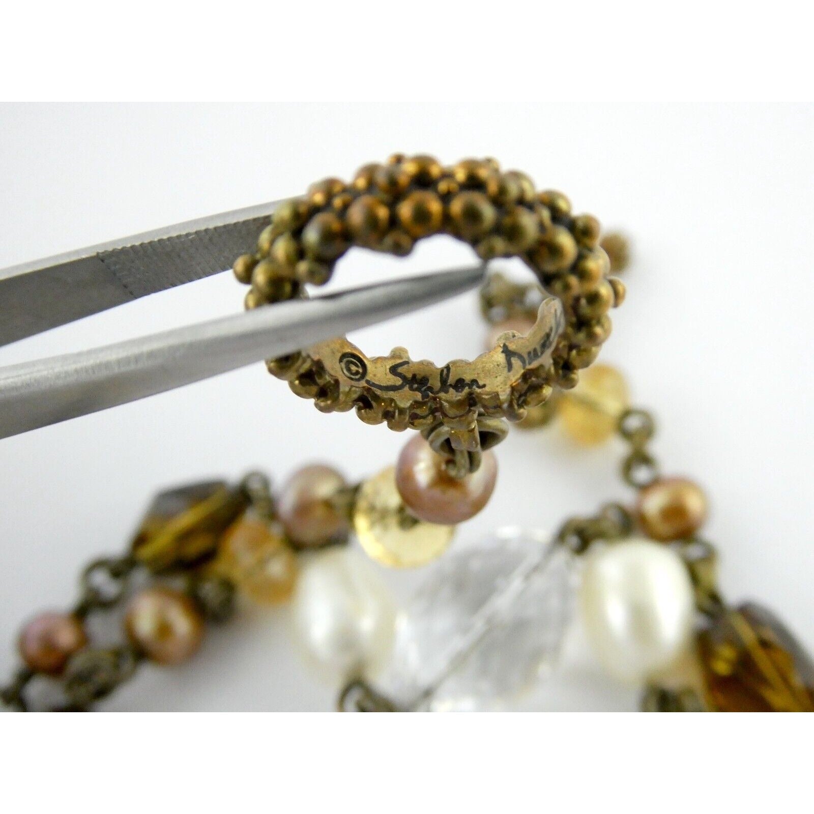 Stephen Dweck Bronze on Sterling Silver Pearl Quartz Citrine Statement Necklace