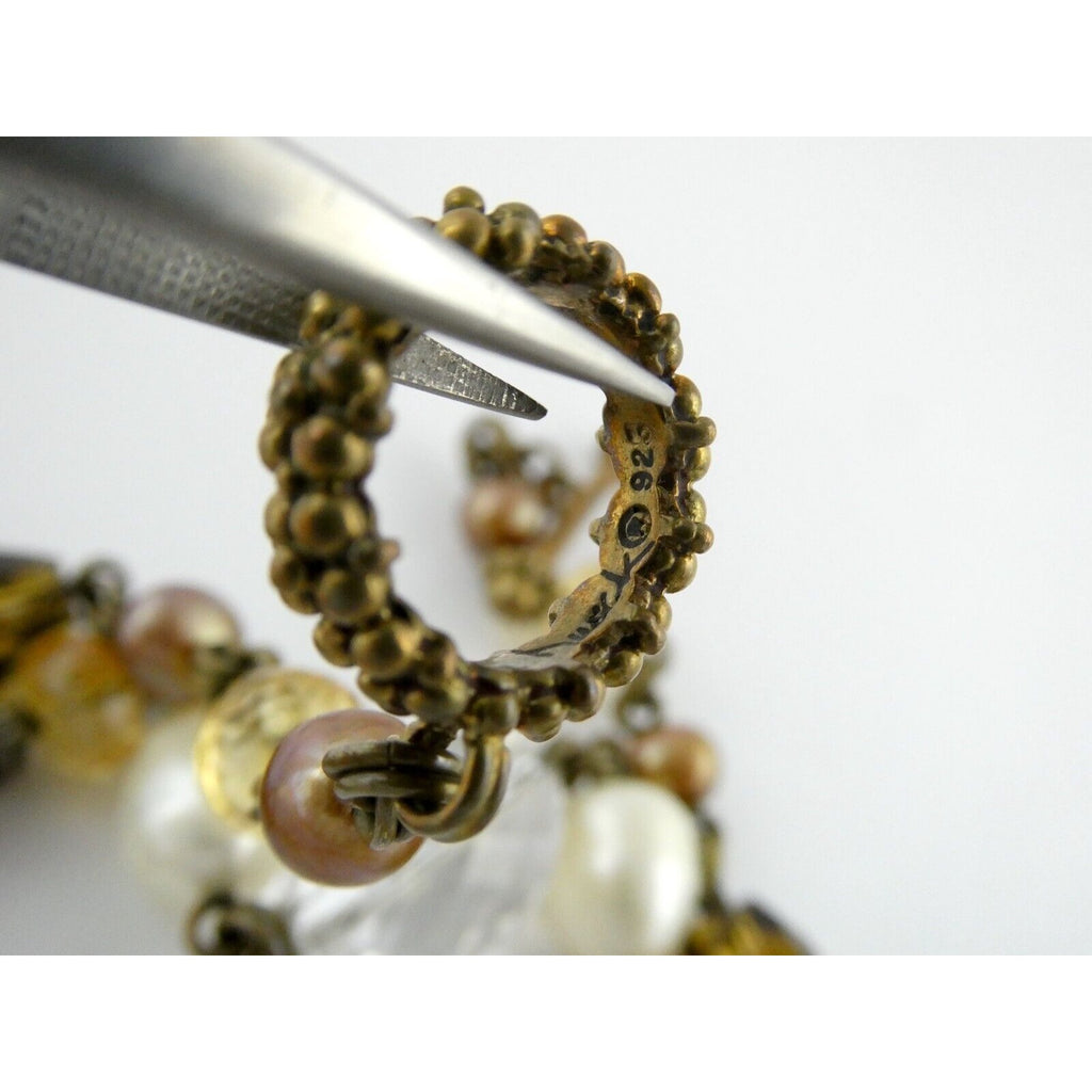 Stephen Dweck Bronze on Sterling Silver Pearl Quartz Citrine Statement Necklace