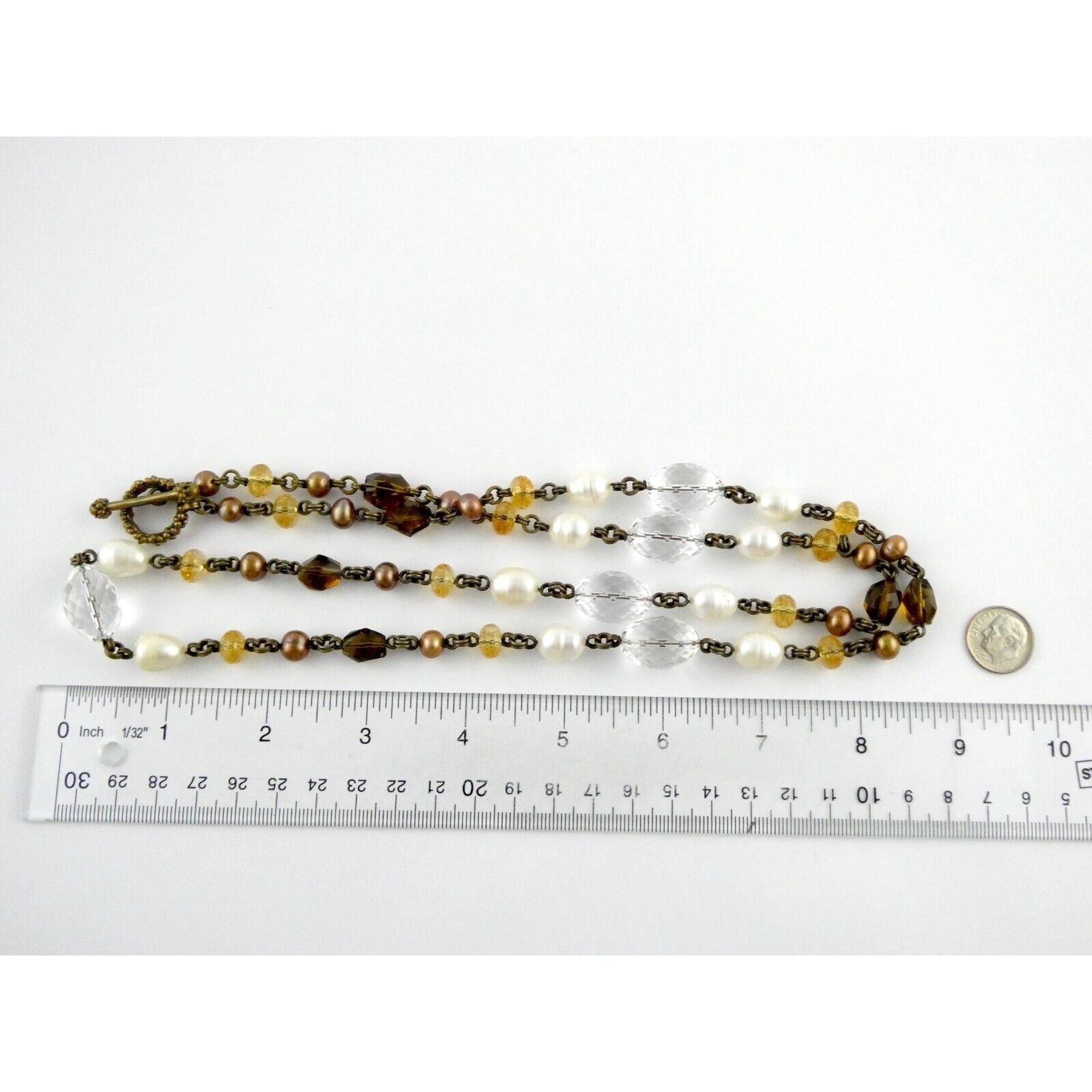 Stephen Dweck Bronze on Sterling Silver Pearl Quartz Citrine Statement Necklace
