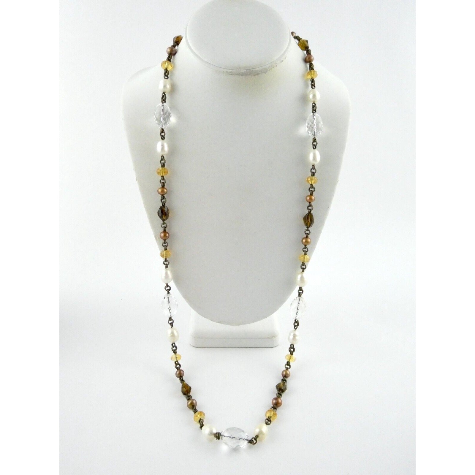 Stephen Dweck Bronze on Sterling Silver Pearl Quartz Citrine Statement Necklace