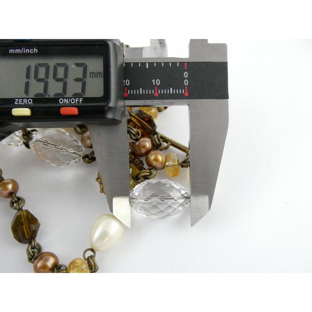 Stephen Dweck Bronze on Sterling Silver Pearl Quartz Citrine Statement Necklace