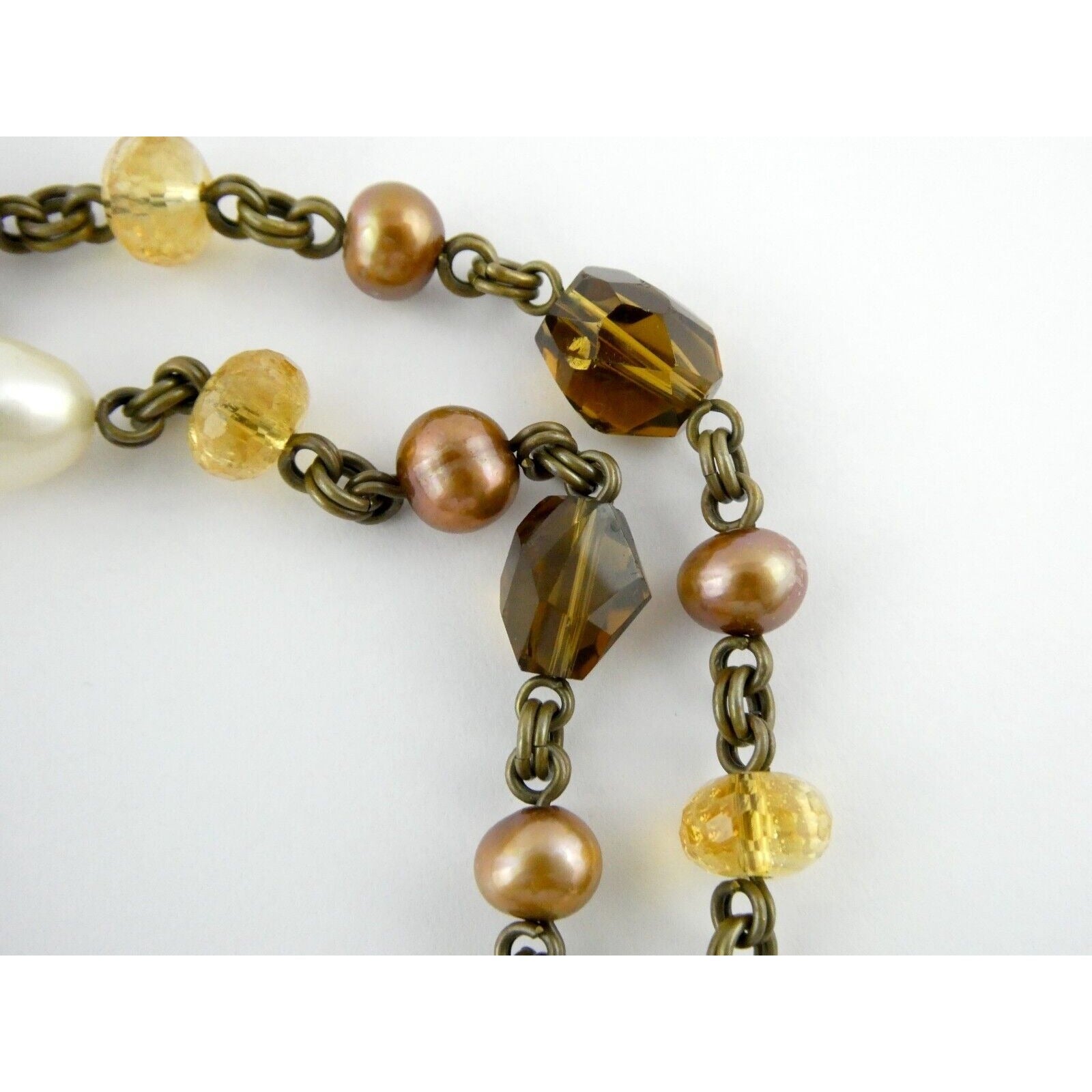 Stephen Dweck Bronze on Sterling Silver Pearl Quartz Citrine Statement Necklace
