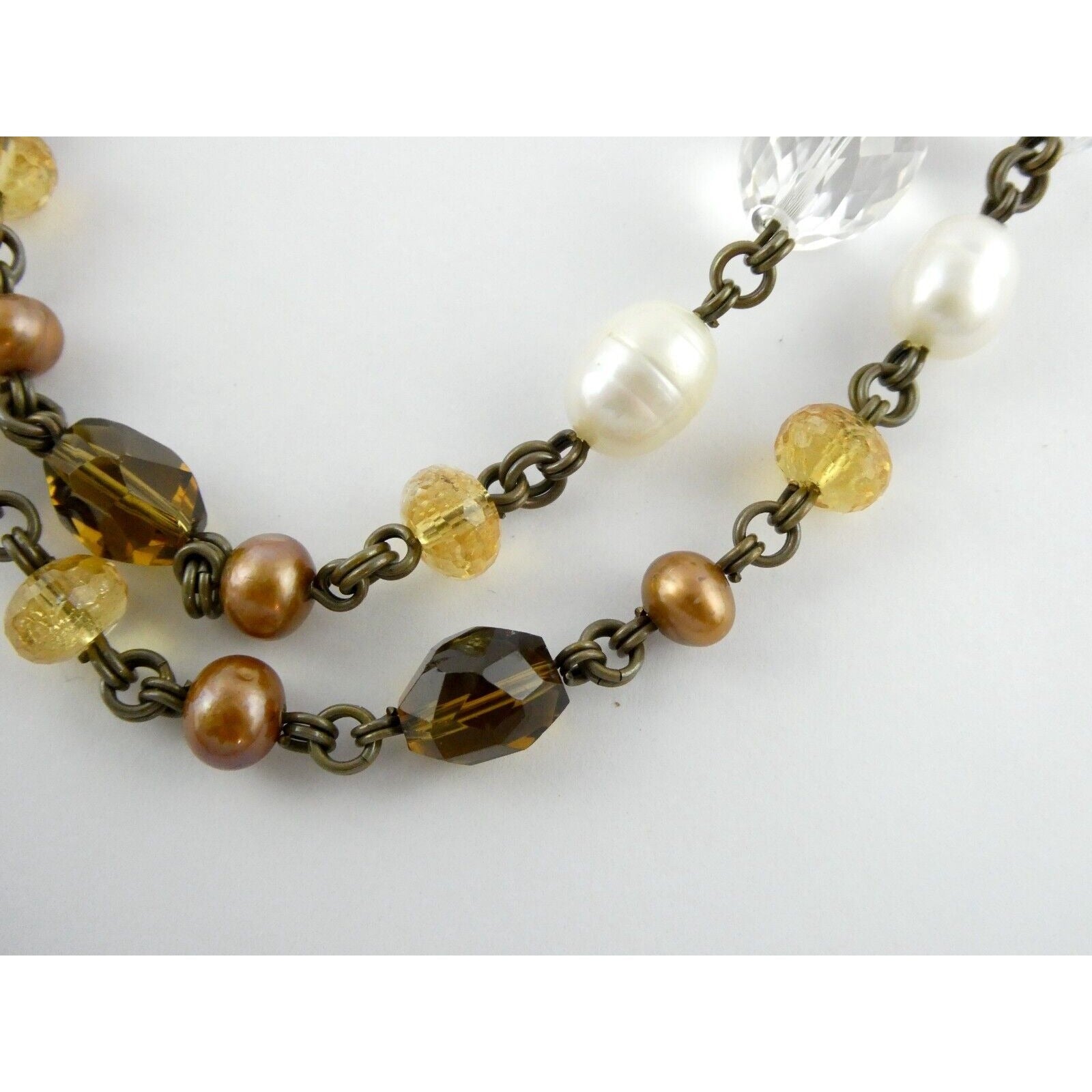 Stephen Dweck Bronze on Sterling Silver Pearl Quartz Citrine Statement Necklace