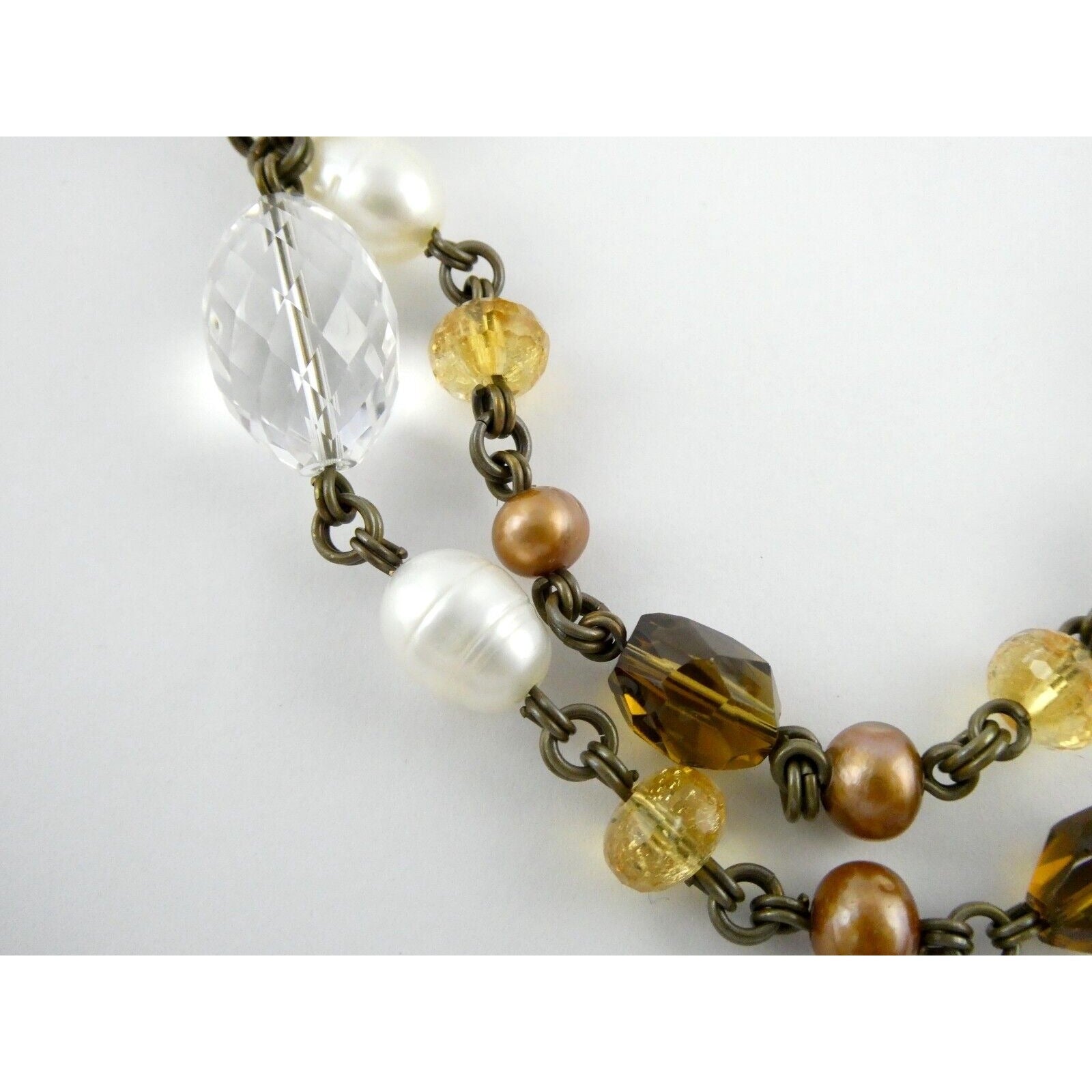 Stephen Dweck Bronze on Sterling Silver Pearl Quartz Citrine Statement Necklace