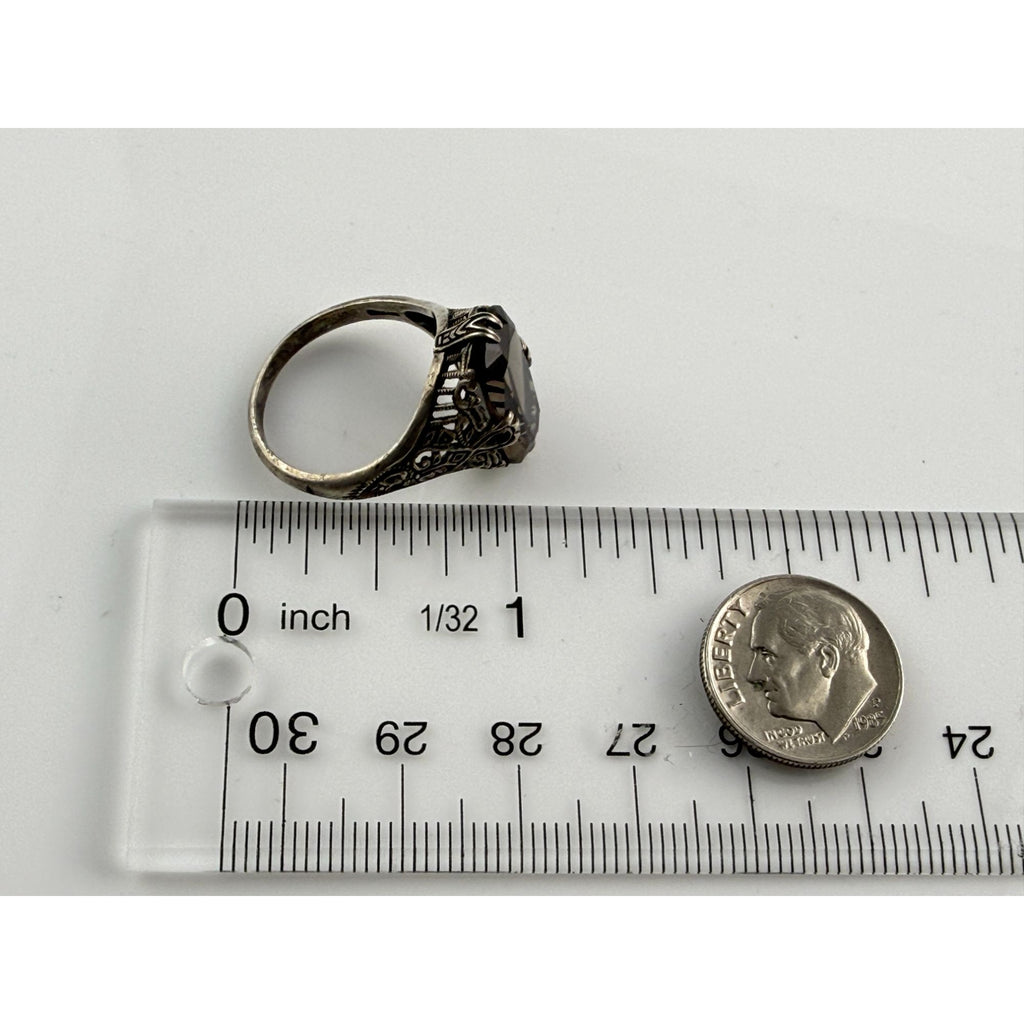 CNA Pranda Sterling Silver Smoky Quartz Openwork Design Setting Ring Size 9 4g