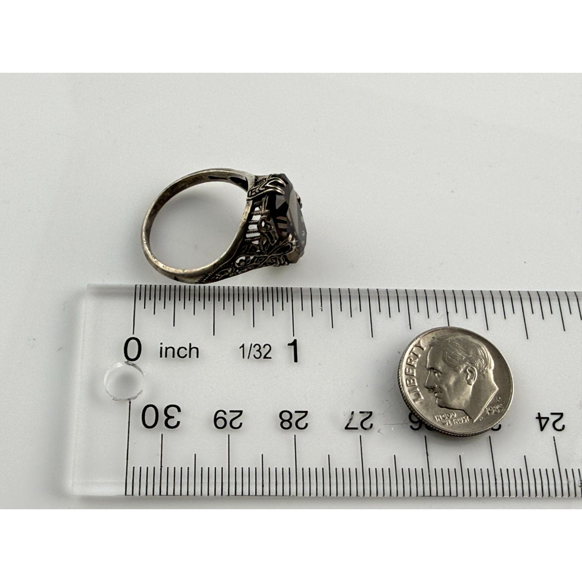 CNA Pranda Sterling Silver Smoky Quartz Openwork Design Setting Ring Size 9 4g