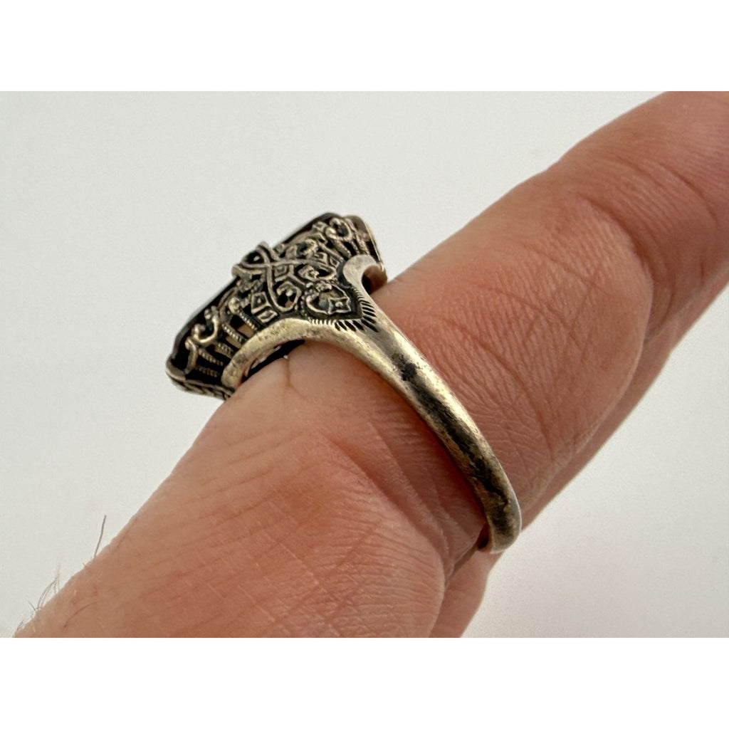 CNA Pranda Sterling Silver Smoky Quartz Openwork Design Setting Ring Size 9 4g