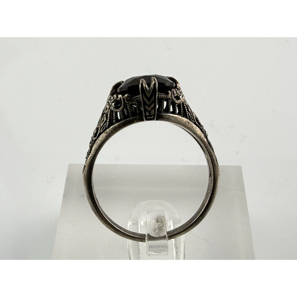 CNA Pranda Sterling Silver Smoky Quartz Openwork Design Setting Ring Size 9 4g