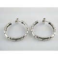 John Hardy Kali Sterling Silver Pebble Design Hoop Earrings 15.8g 41mm Diameter