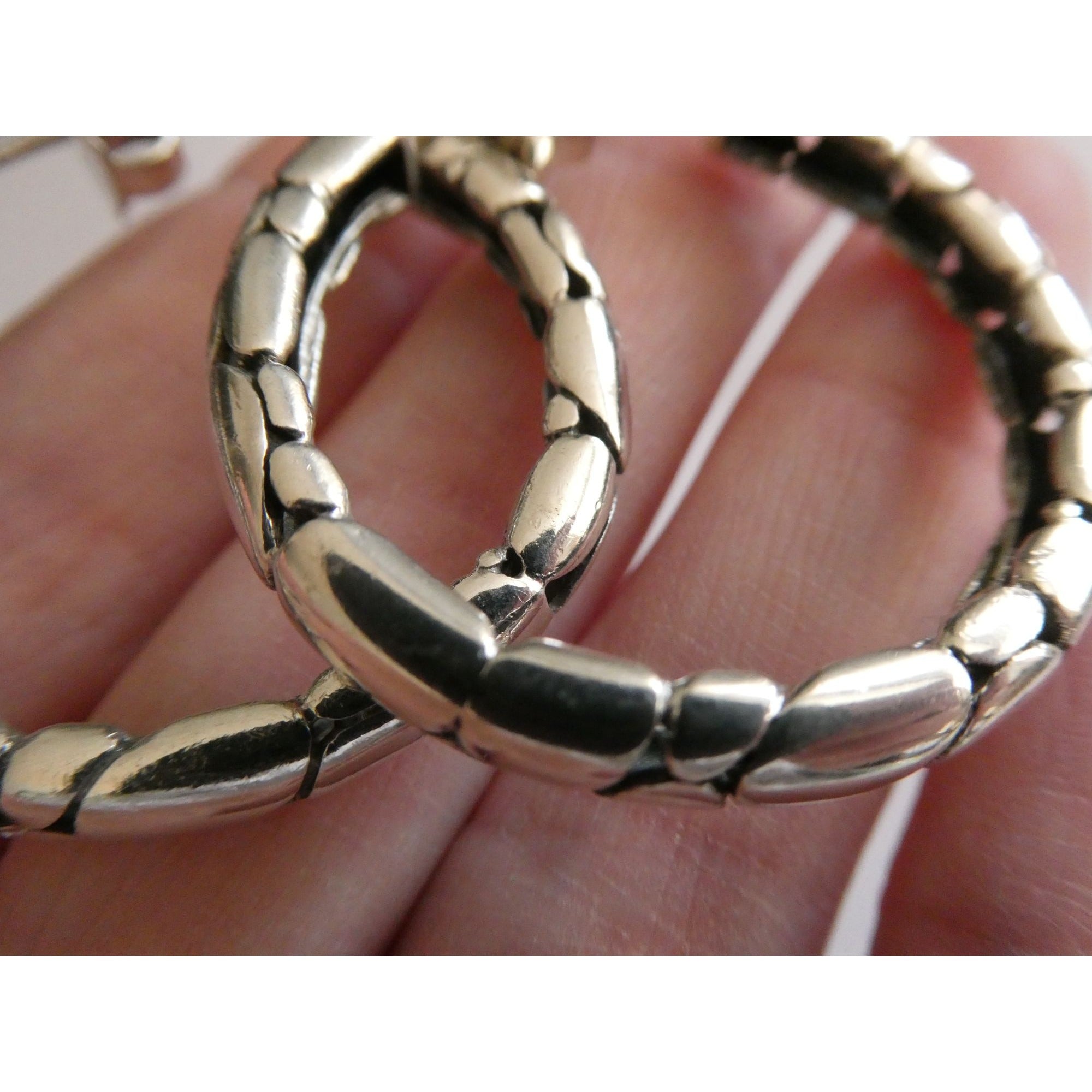 John Hardy Kali Sterling Silver Pebble Design Hoop Earrings 15.8g 41mm Diameter