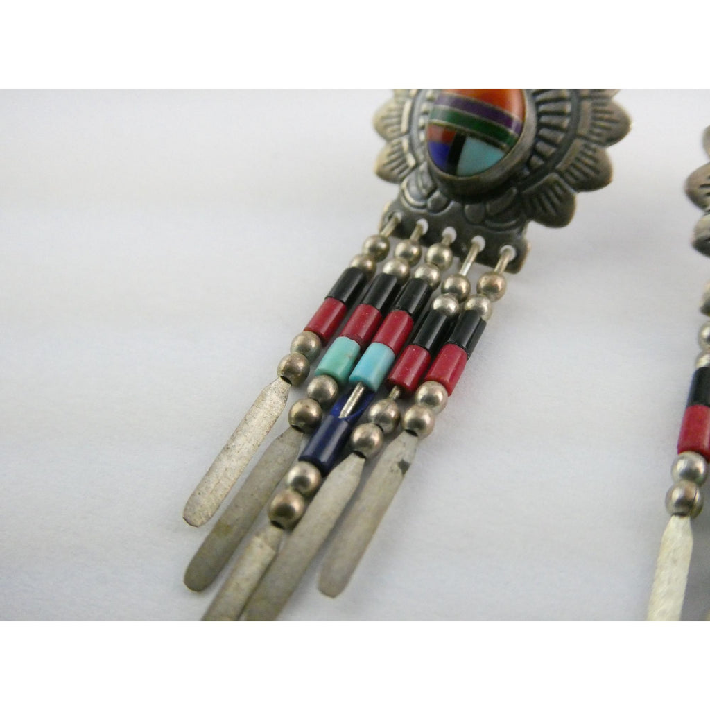 Quoc Turquoise Inc Southwestern Sterling Silver Multi Gemstone Stud Earrings 925