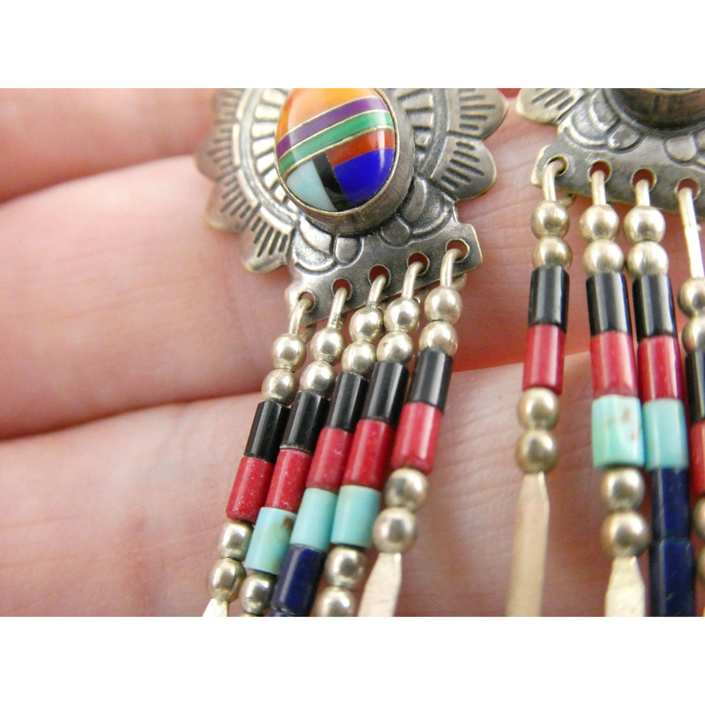 Quoc Turquoise Inc Southwestern Sterling Silver Multi Gemstone Stud Earrings 925