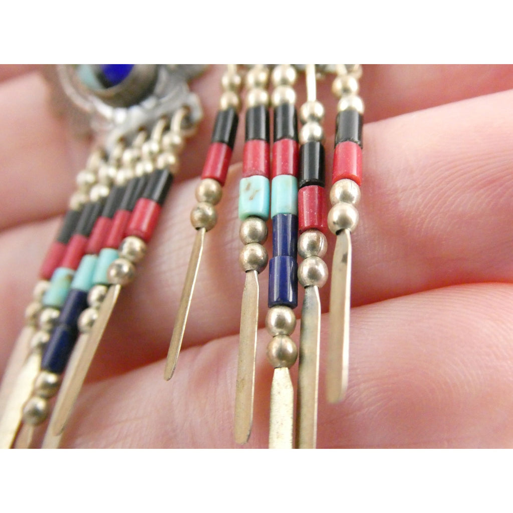 Quoc Turquoise Inc Southwestern Sterling Silver Multi Gemstone Stud Earrings 925