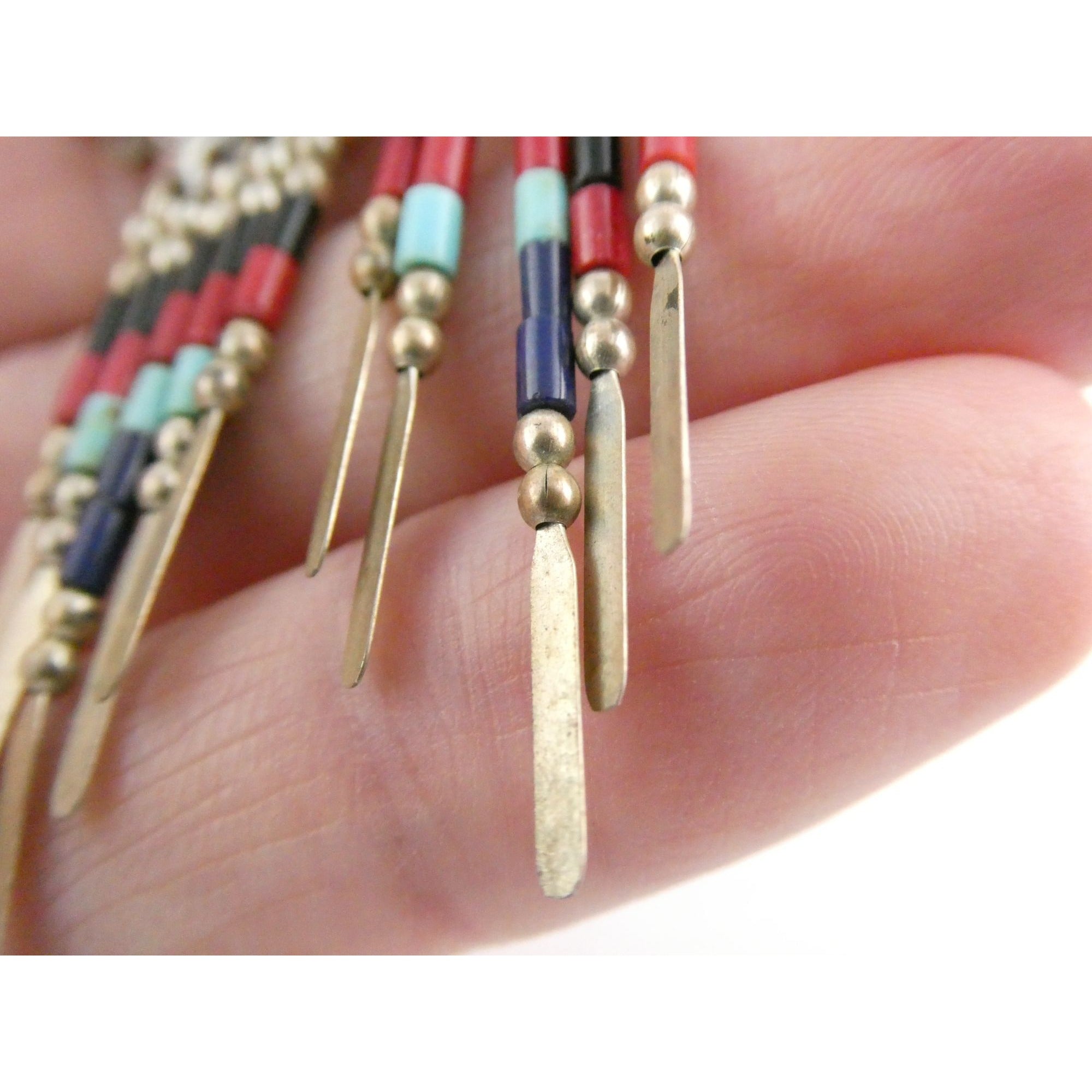 Quoc Turquoise Inc Southwestern Sterling Silver Multi Gemstone Stud Earrings 925
