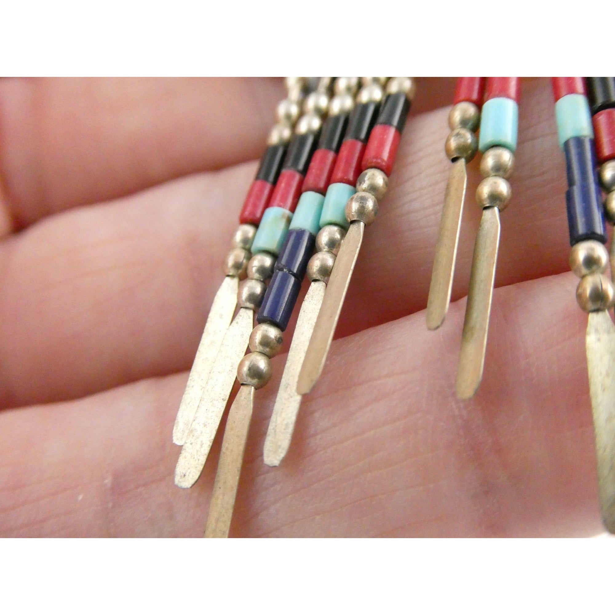 Quoc Turquoise Inc Southwestern Sterling Silver Multi Gemstone Stud Earrings 925